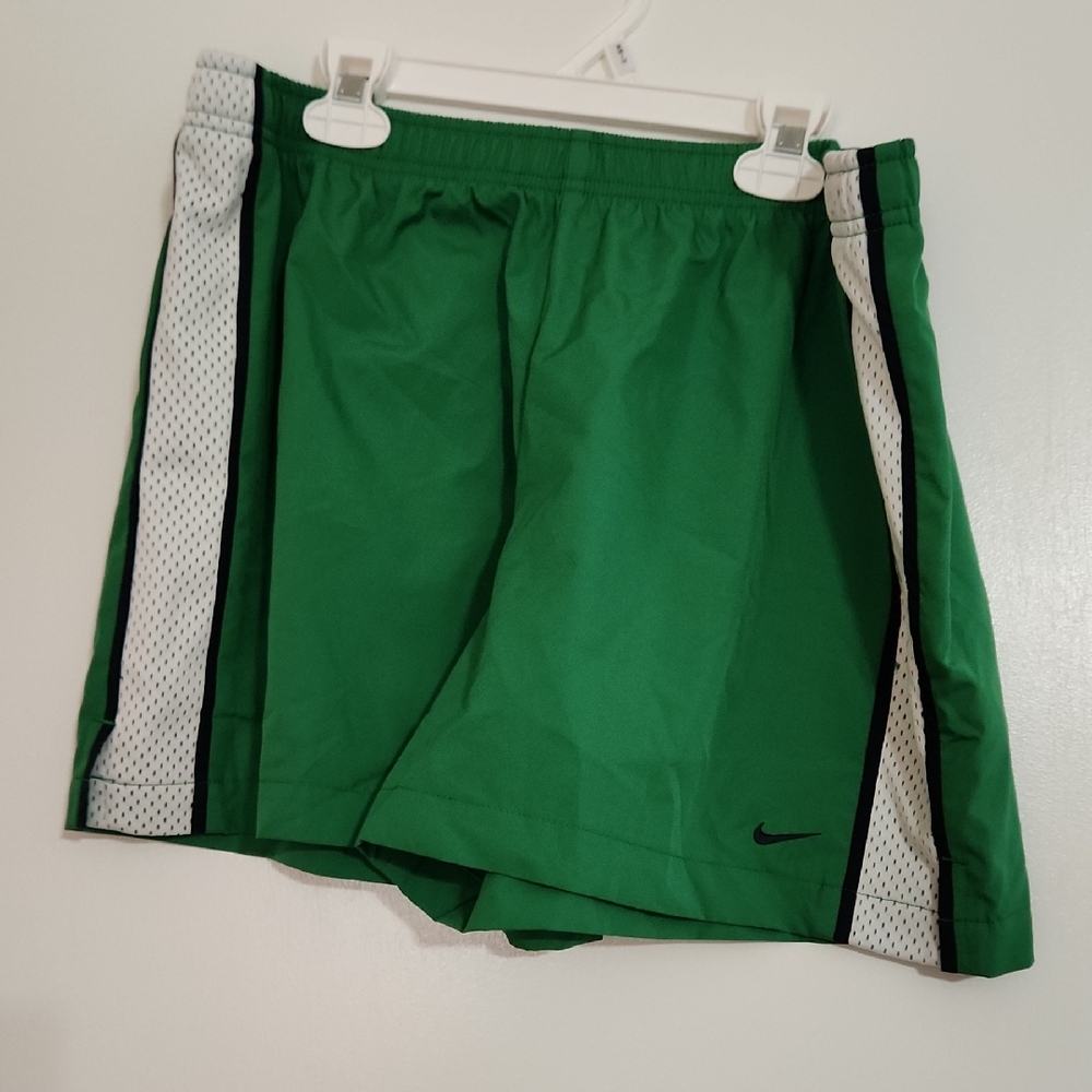 Nike Green Athletic Shorts with White Accents